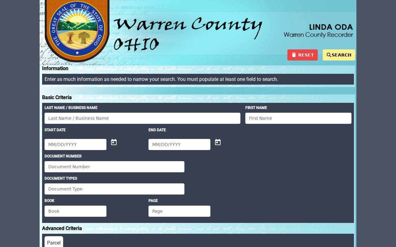 Hamilton Township residents directory Warren County Recorder AVA deed search
