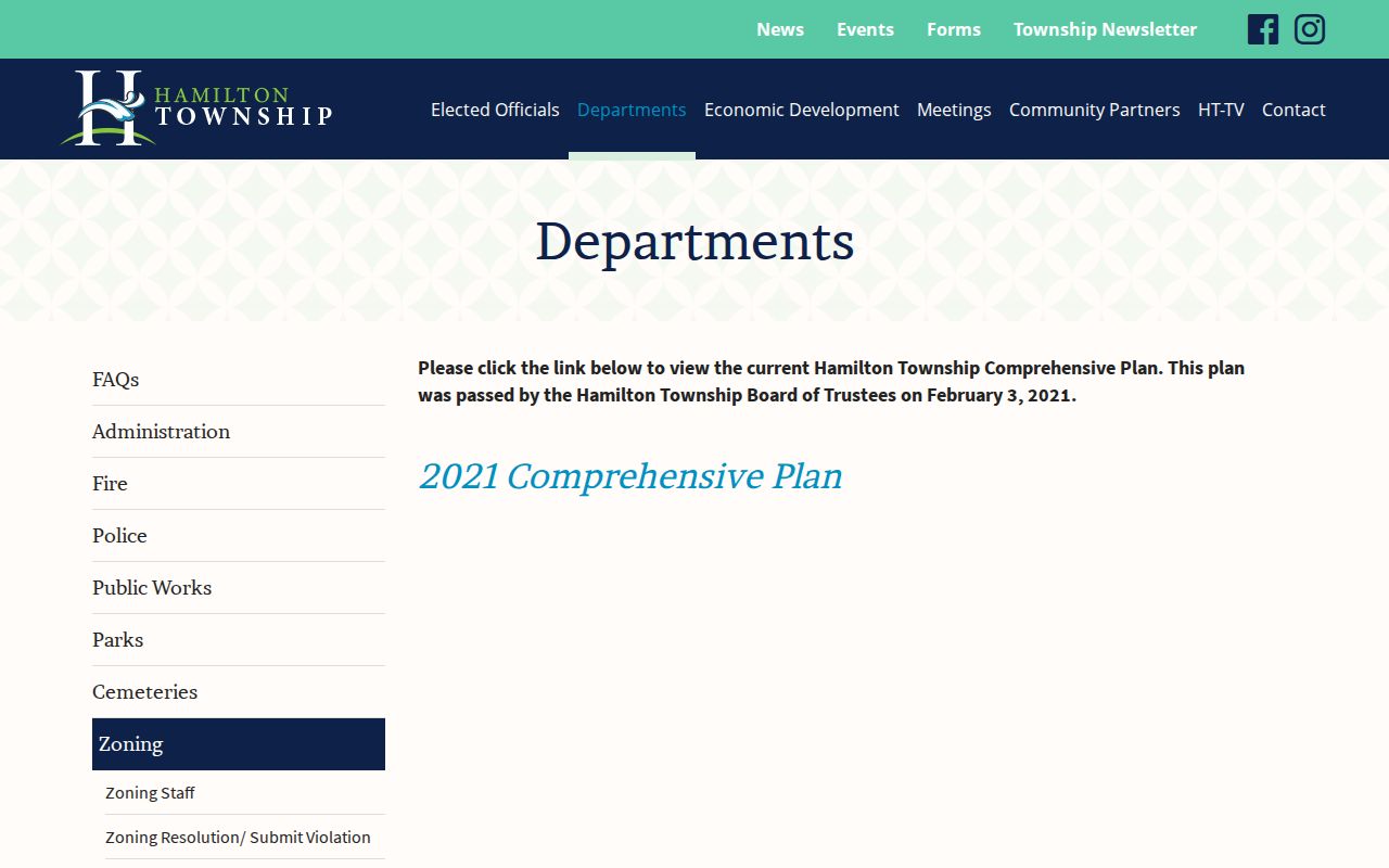 Hamilton Township street directory comprehensive plan source for historic road research