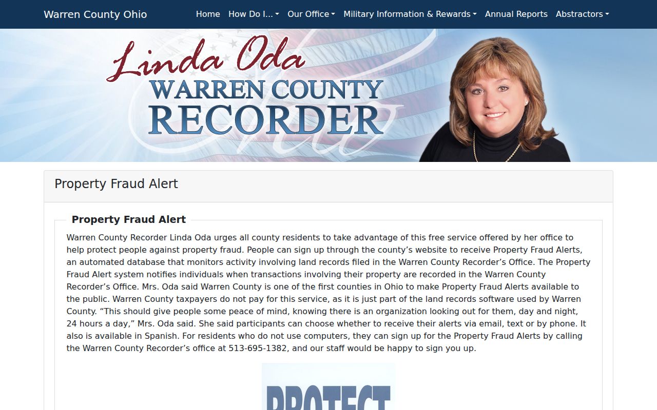 Hamilton Township previous residents Recorder property fraud alert information
