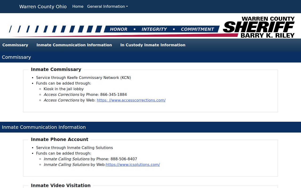 Hamilton Township resident lookup source for Warren County jail information entry